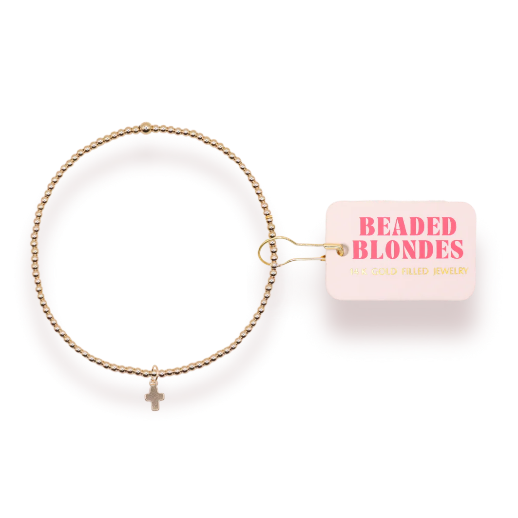 Mini Cross Charm Bracelet on Gold