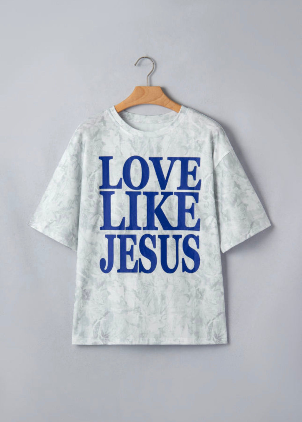 Gray Love Like Jesus Camo Oversized Top
