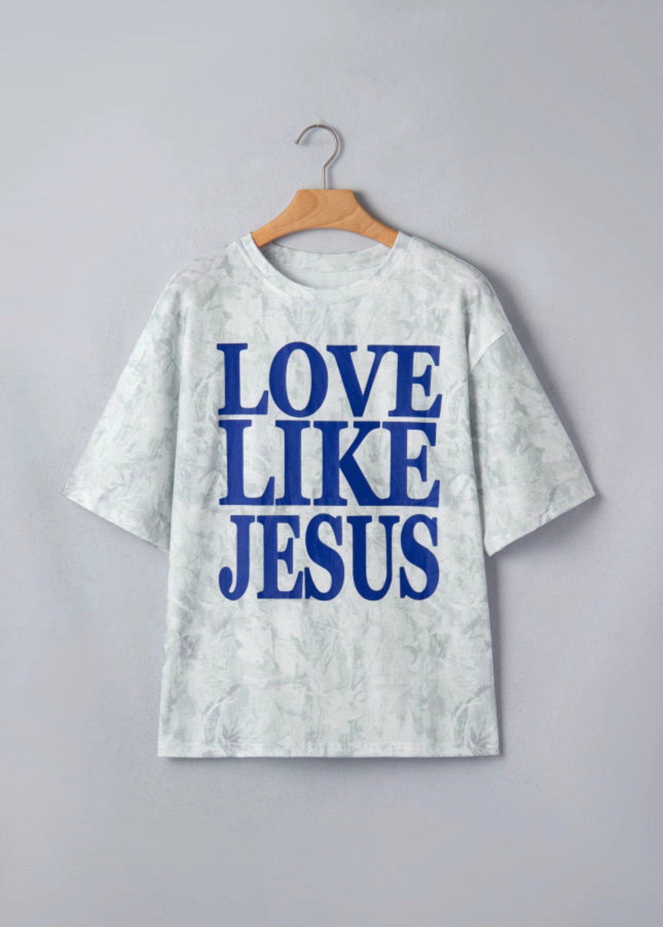 Gray Love Like Jesus Camo Oversized Top