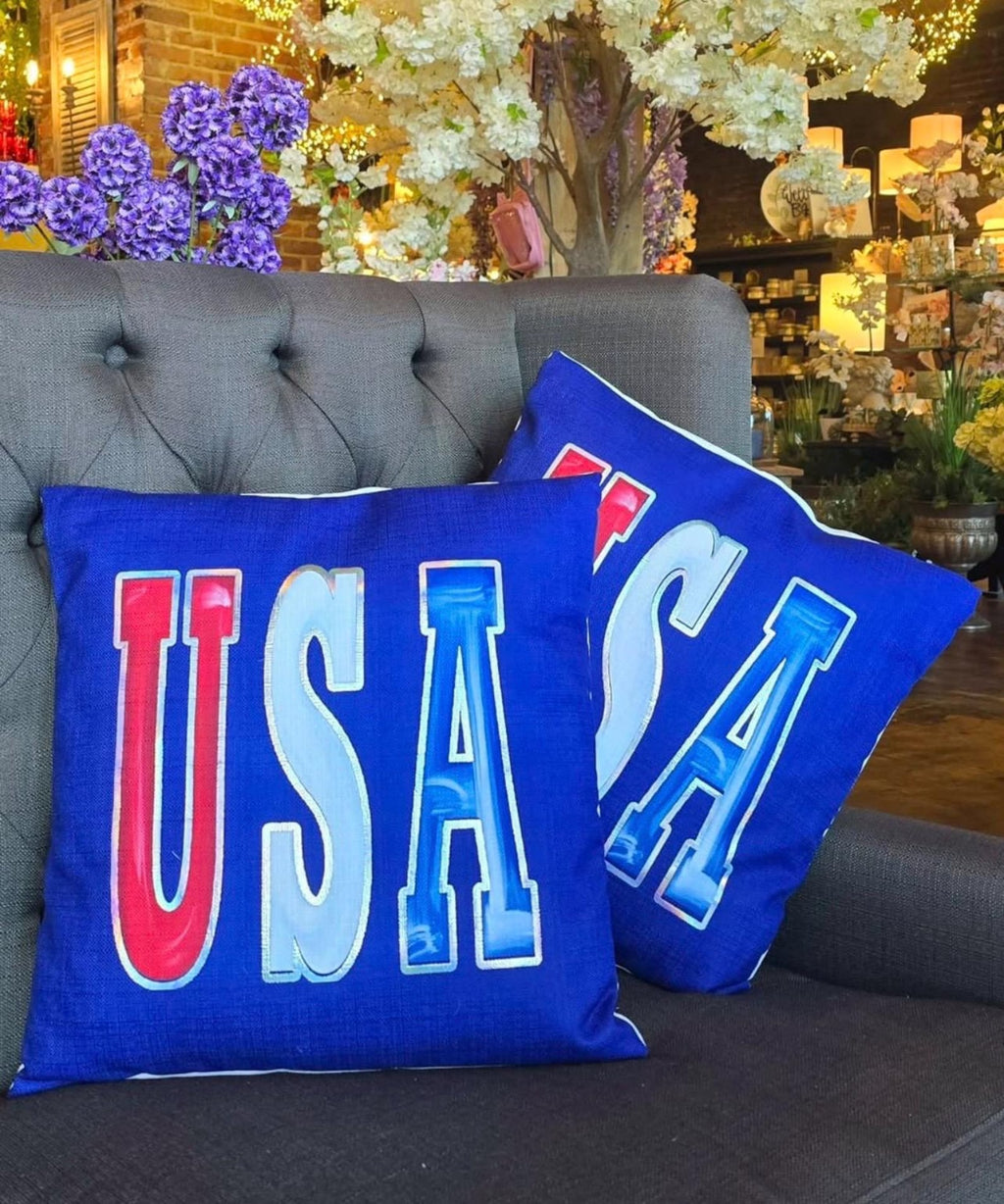 Holographic Foil Patriotic USA Pillow