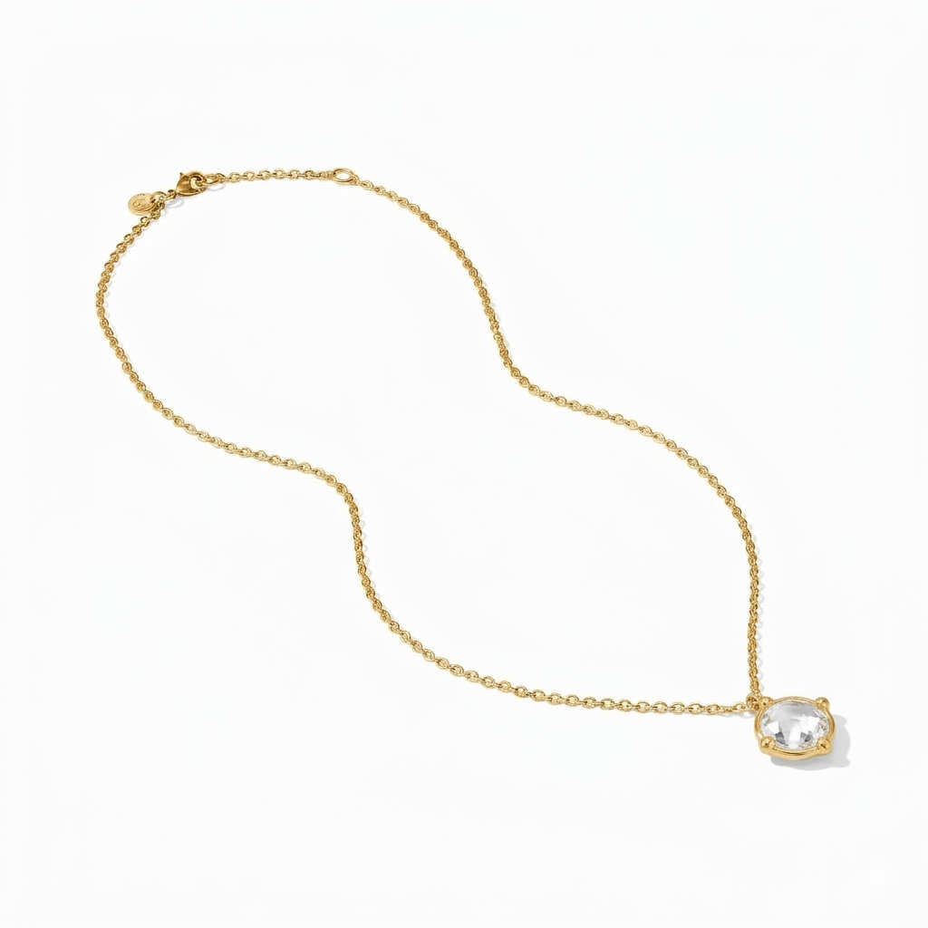 Honeybee Solitaire Necklace-Iridescent Clear Crystal