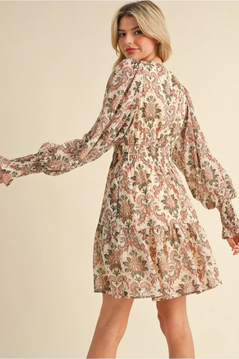 Boho cinched waist dress