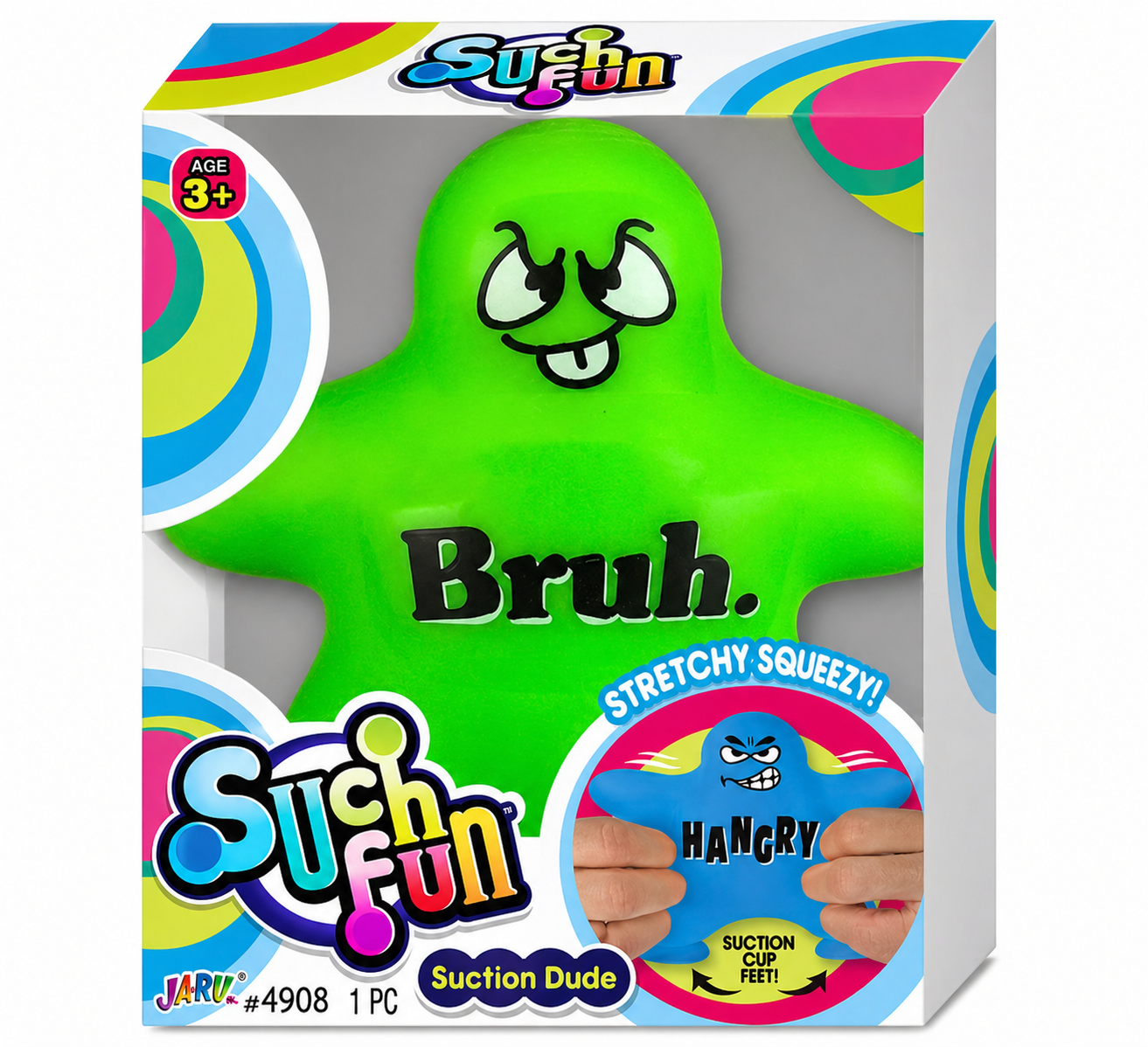 Suction Cup Squish Dude assorted colors and sayings, child age 3 and up, Fidget novelty toy, TPR material super stretchy