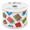 2-1/2" x 10YD Multi Colored White Gifted Ribbon