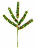 Whimsical Tinsel Green Spray with Red & Green Ornaments
