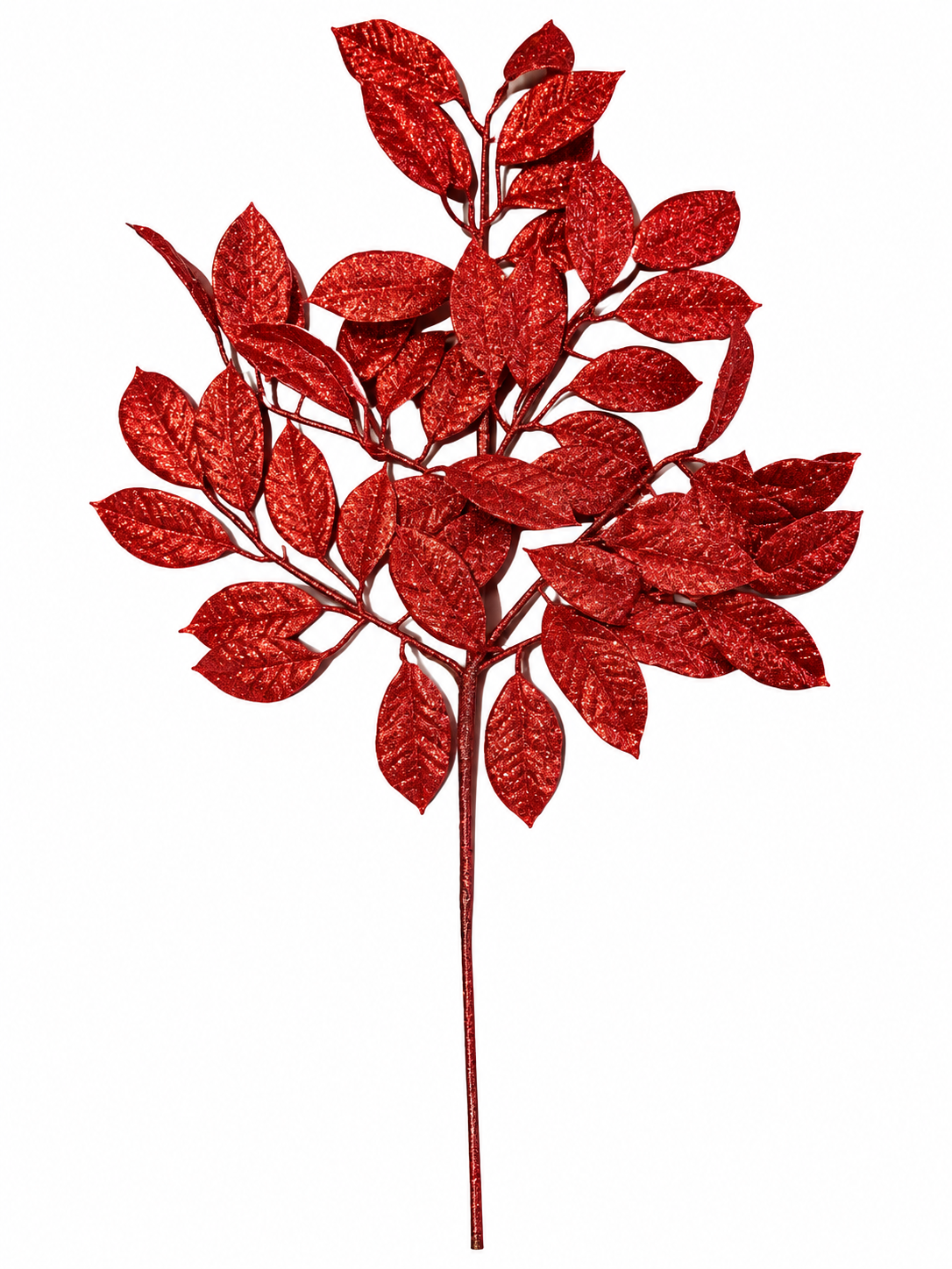 Red Glitter Leaf Pick
