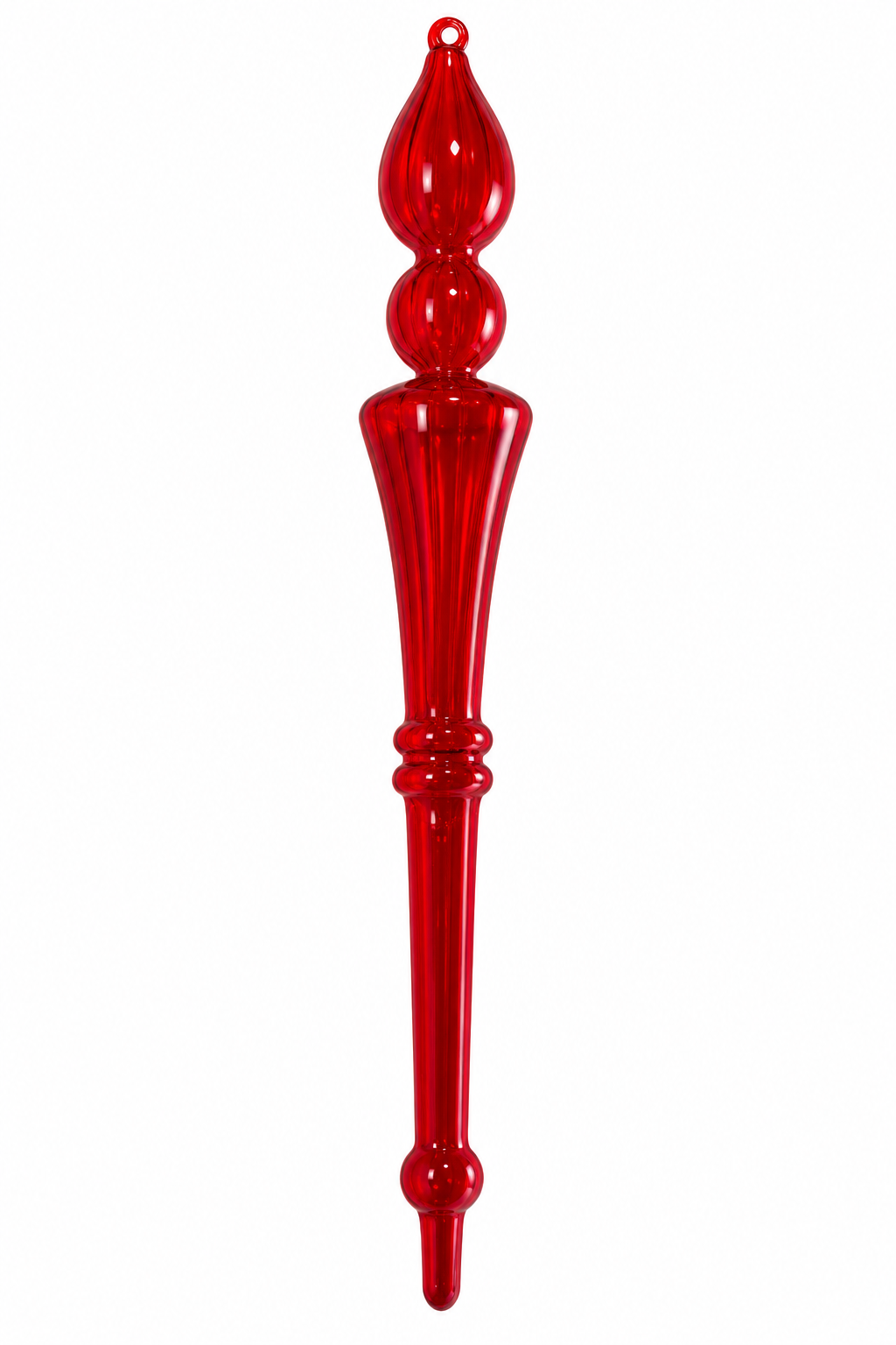 12” Red Glass Finial Ornament