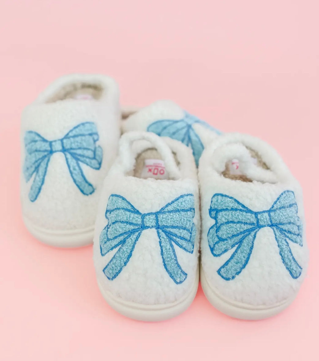 Blue Bow House Shoe