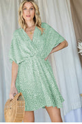 Irregular Dot Woven Surplice Dress