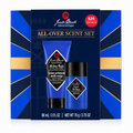 Jack Black All-Over Scent Set gift box containing a blue All-Over Wash tube and a blue Original Pt Boss deodorant stick, shown against a white background.