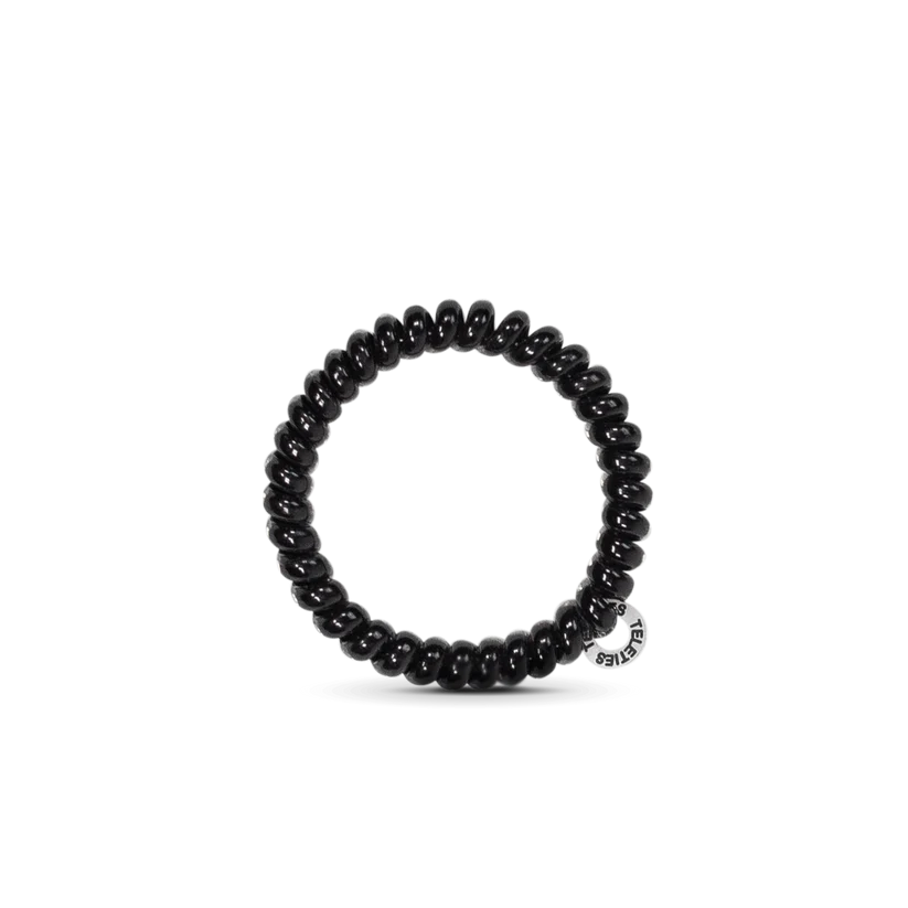 TELETIES Jet Black small black spiral coil hair ties pack