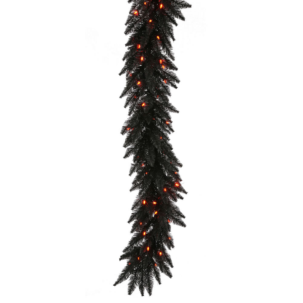 9'x14" Black Garland Dura-Lit LED 100 Orange