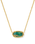 Elisa Gold Short Pendant Necklace- Bronze Veined Green Malachite