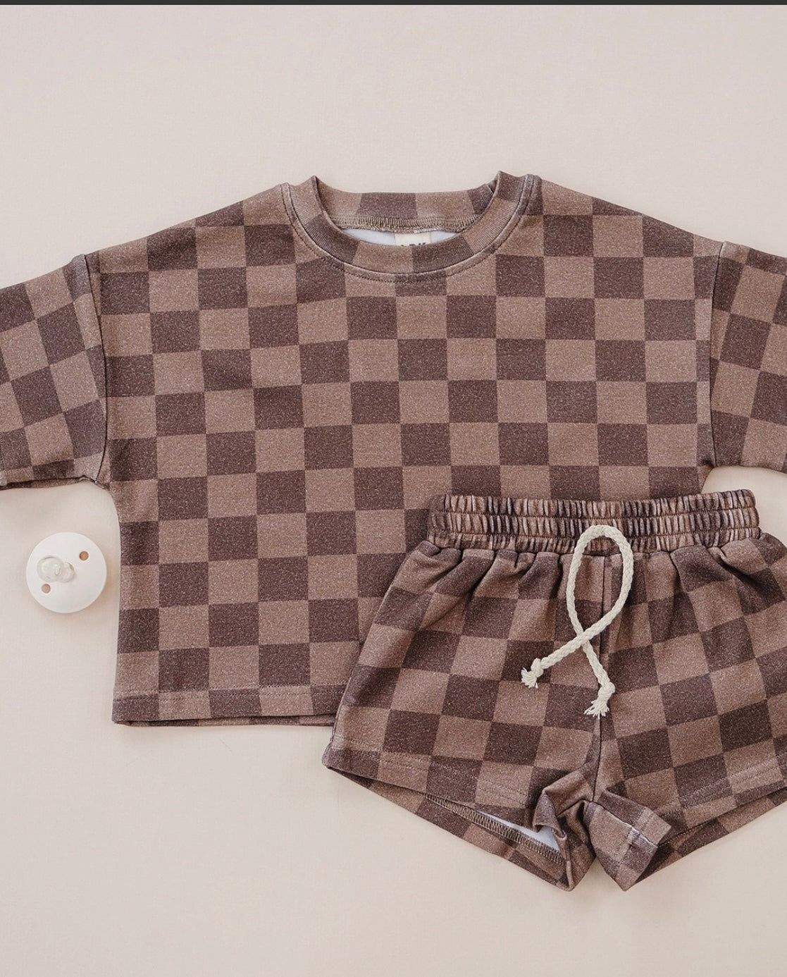 Brown Checkered Short Set