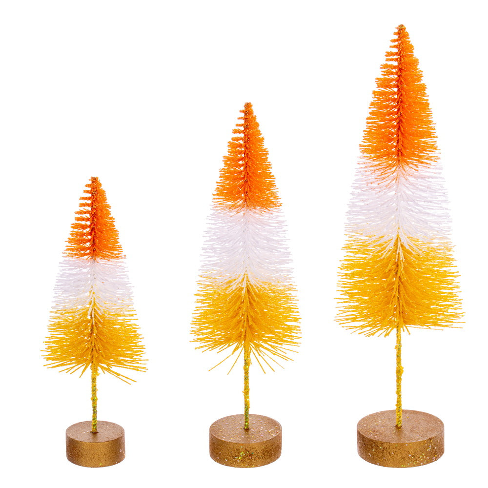 8"-10"-12" Orange Bottle Brush Tree Set of 3