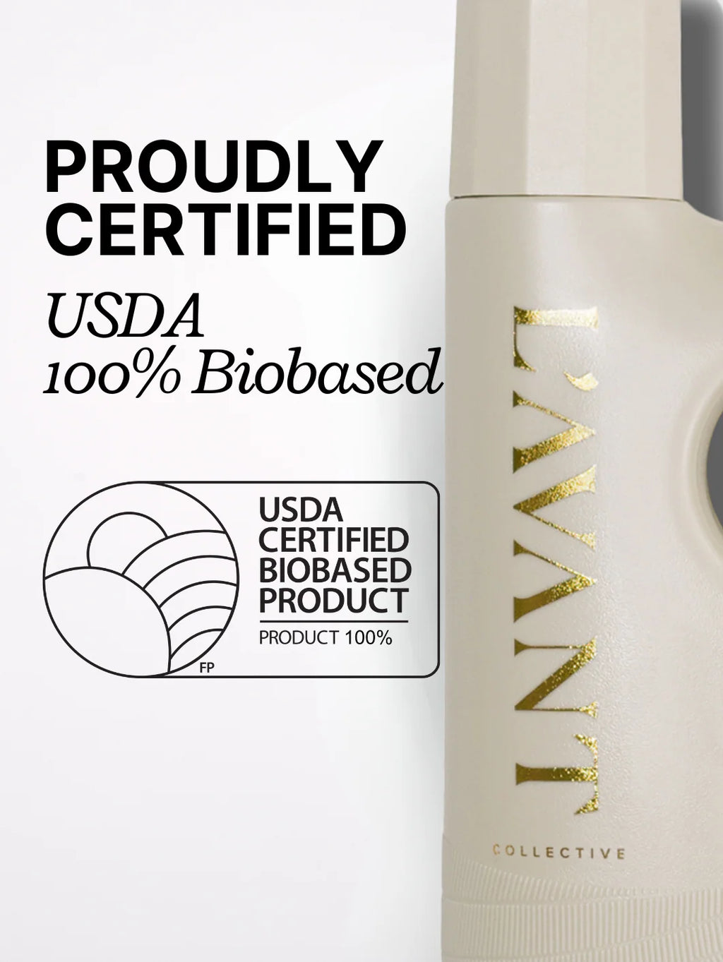 Biobased product with USDA certification label on a white background