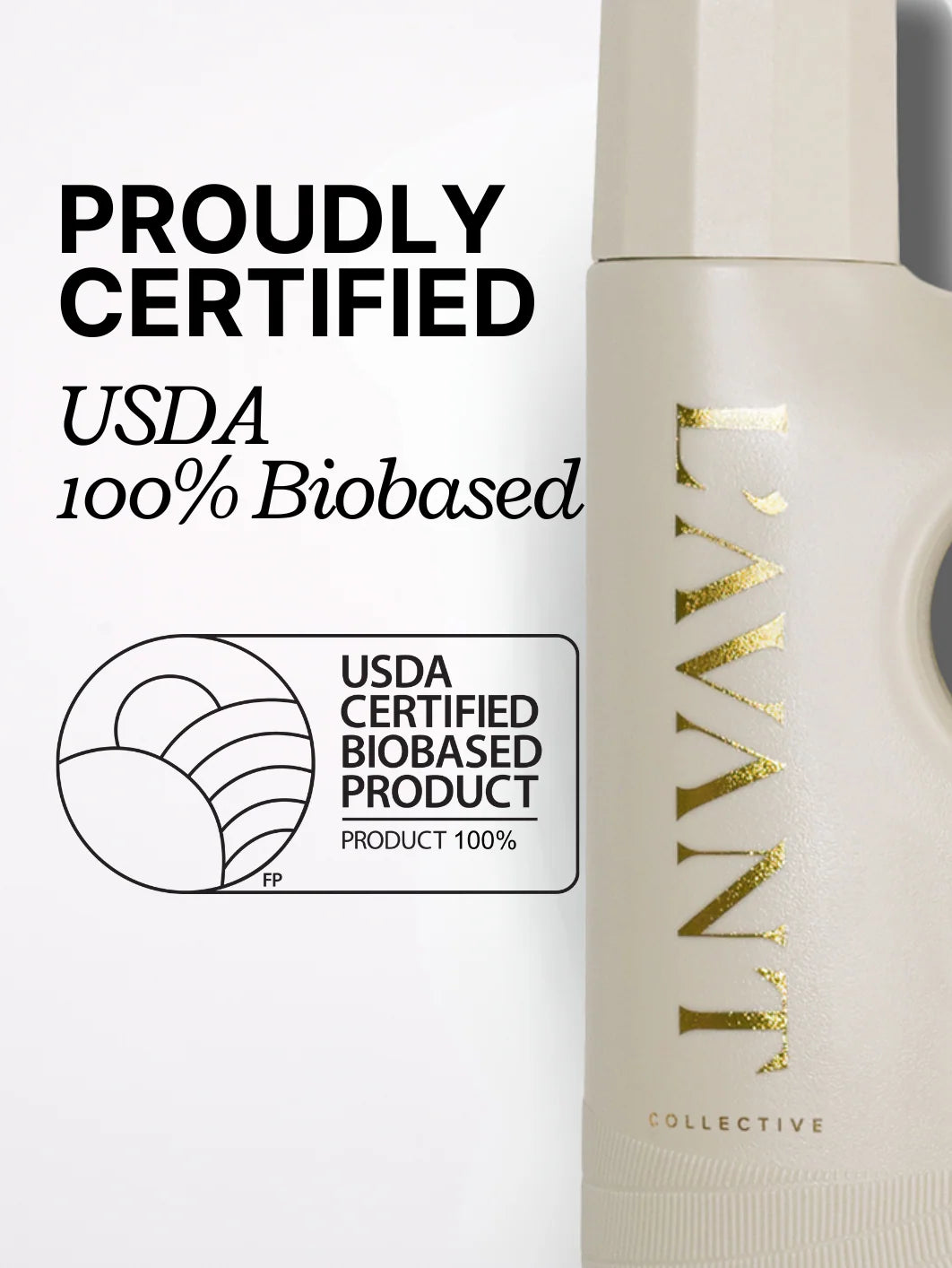 Biobased product with USDA certification label on a white background