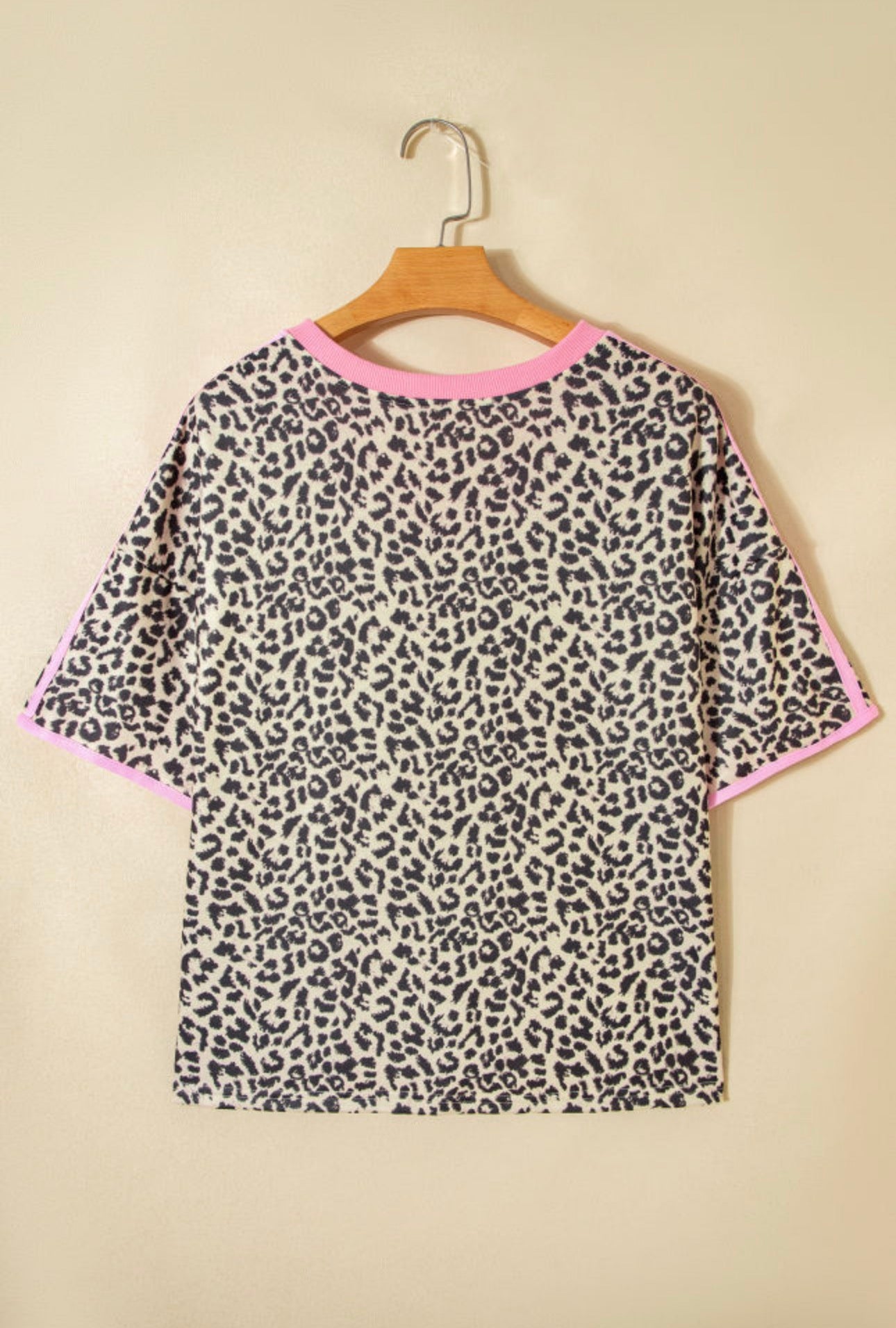 Leopard Contrast VNeck Varsity Top