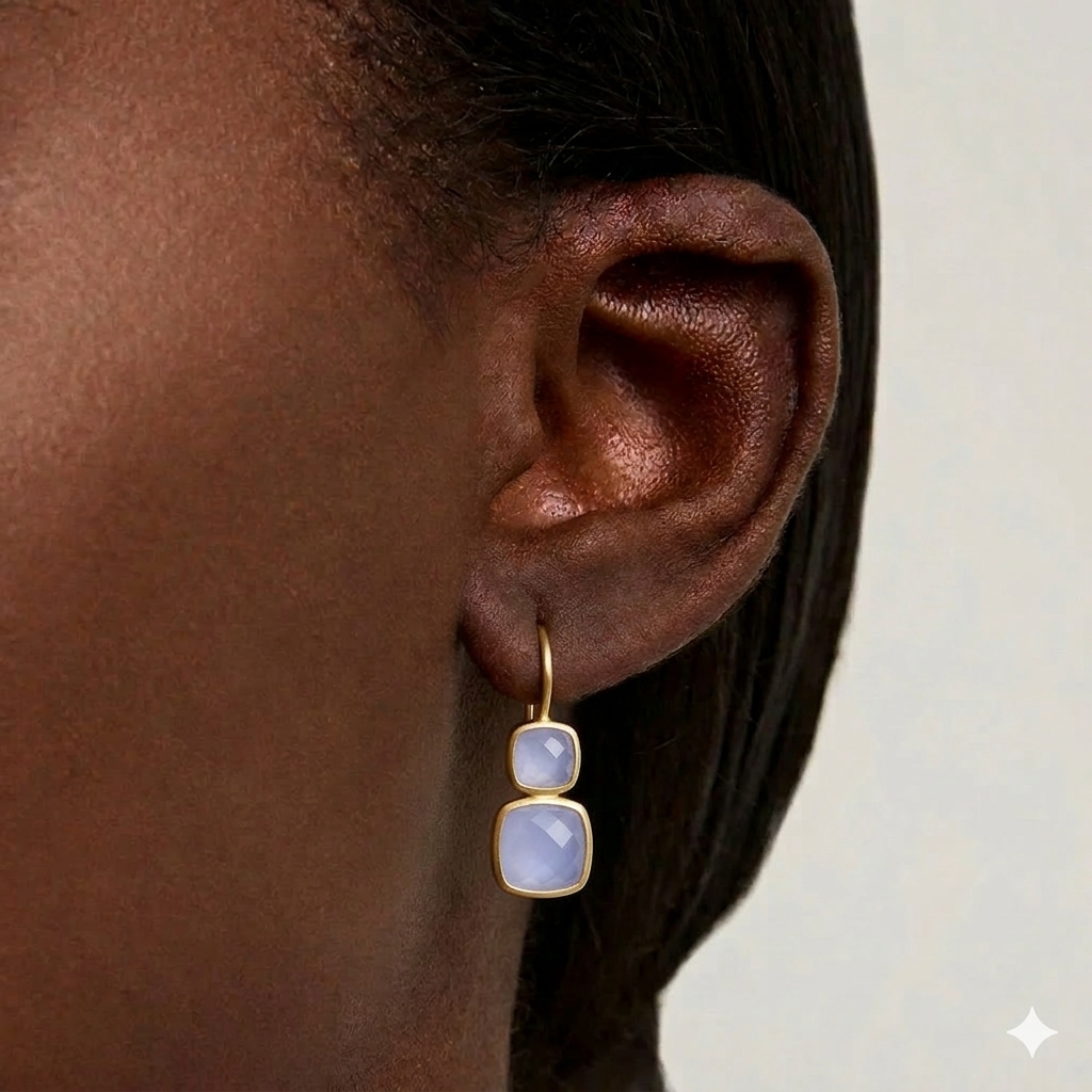 Monterey Droplet Earrings-Gold Celestial Blue