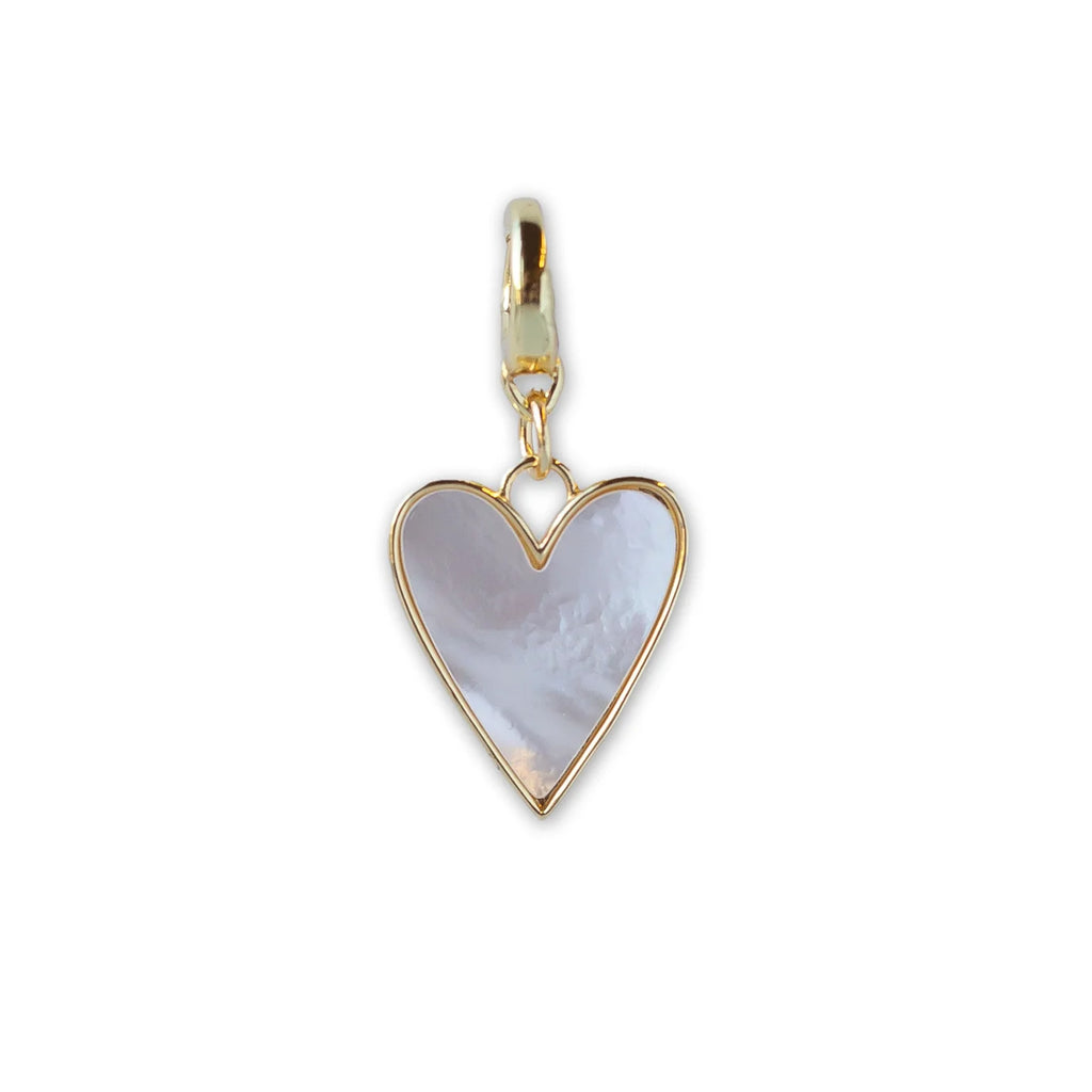 Mother of Pearl Heart Charm w/ Hinged Clip
