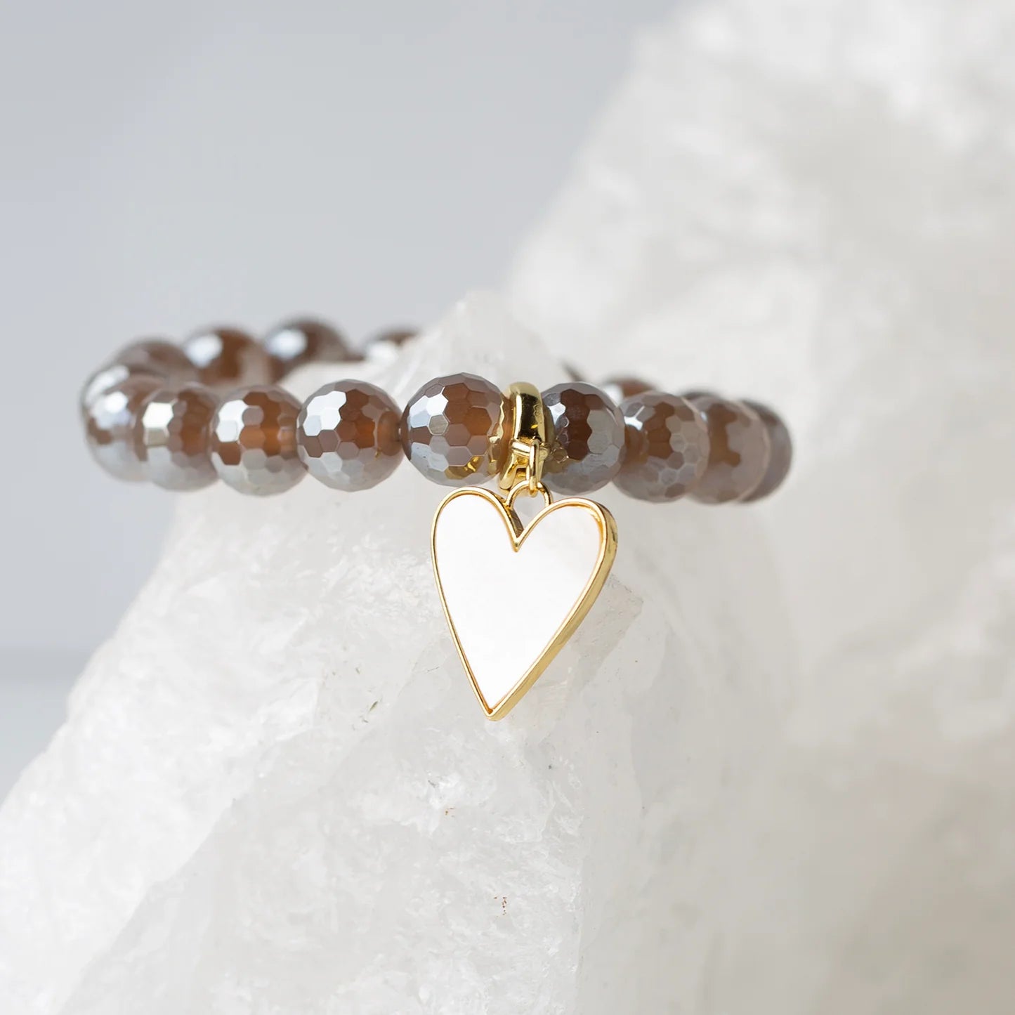 Mother of Pearl Heart Charm w/ Hinged Clip