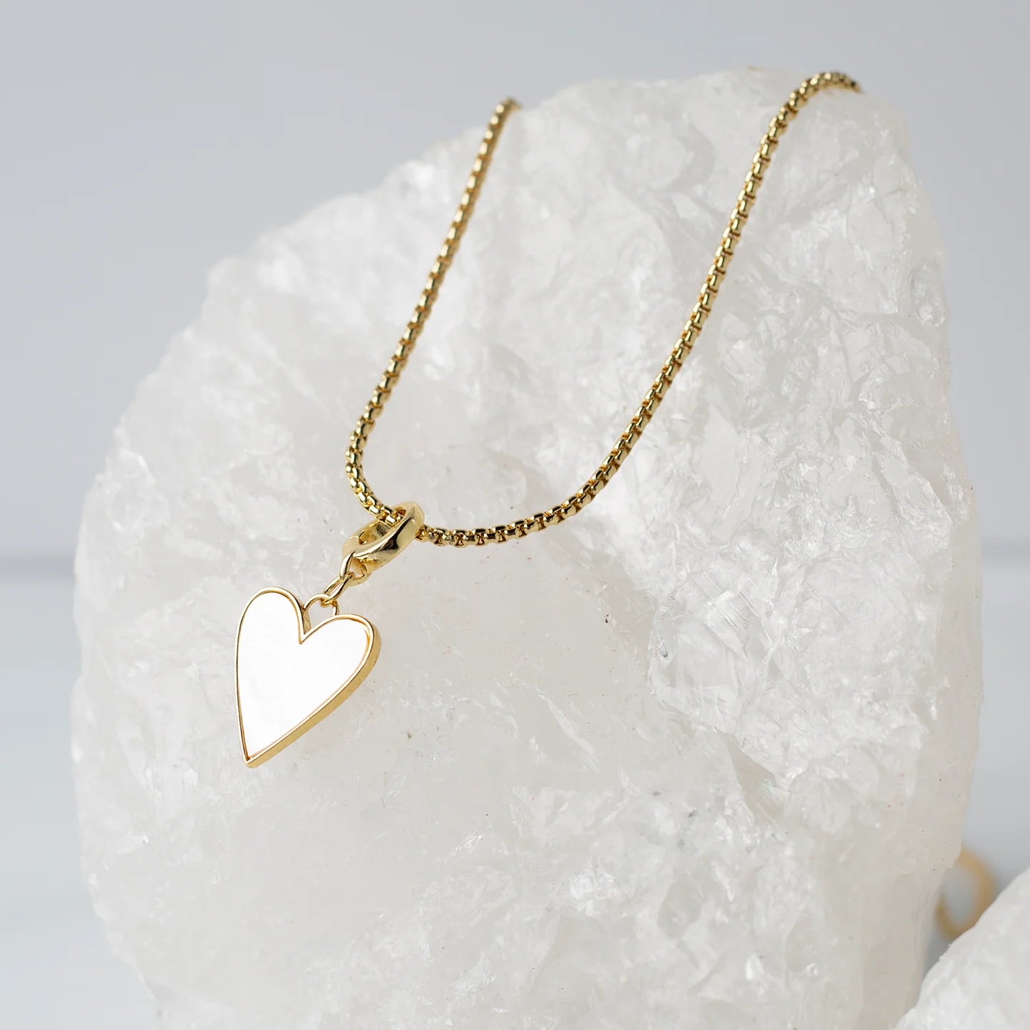 Mother of Pearl Heart Charm w/ Hinged Clip