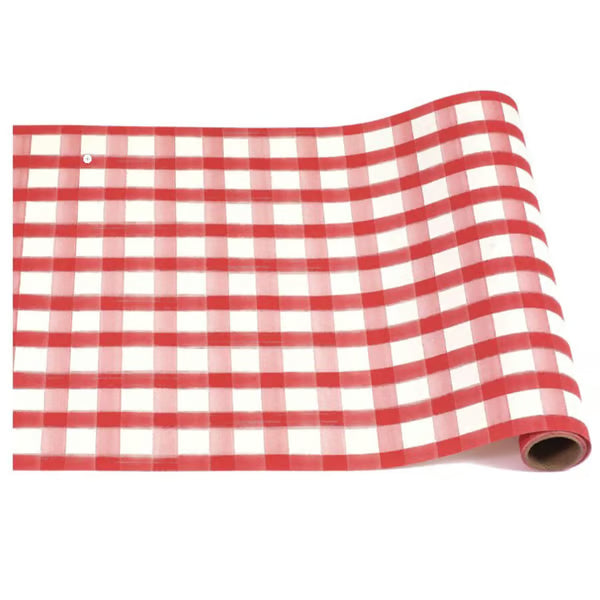 Hester & Cook Red Painted Check Runner - 20"x 25'
