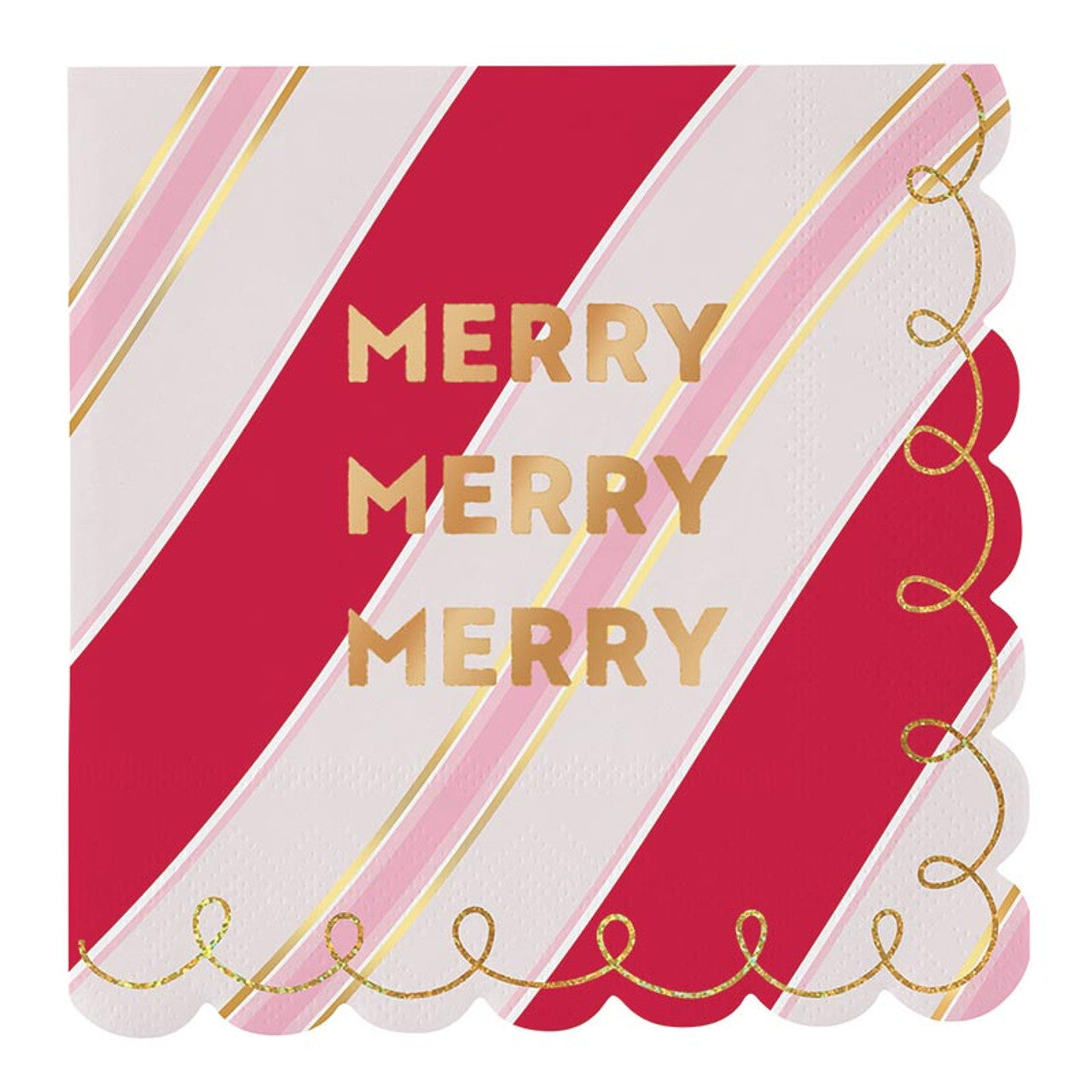 Foil Scalloped Napkins - Merry