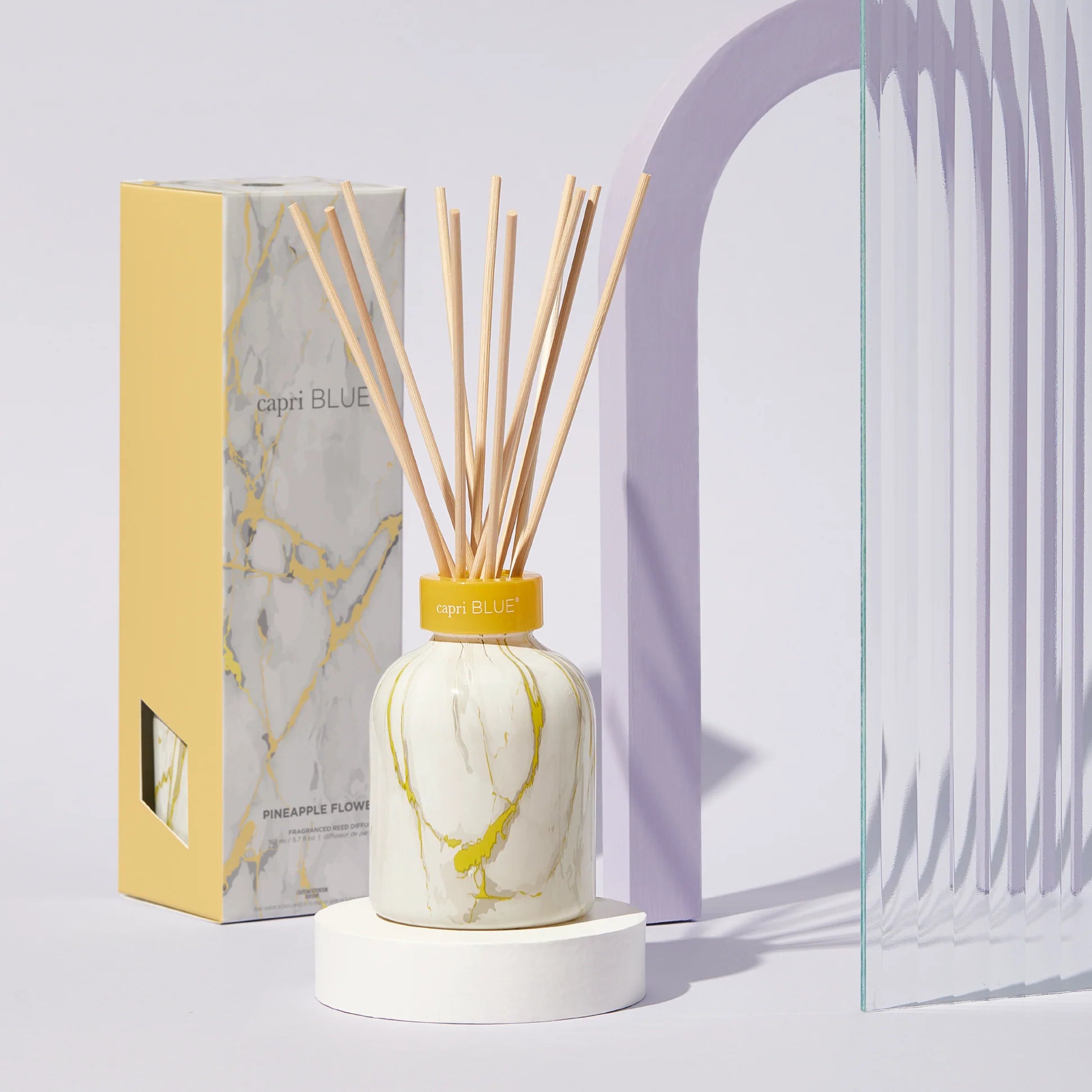 PINEAPPLE FLOWER MODERN MARBLE PETITE REED DIFFUSER, 5.7 fl oz