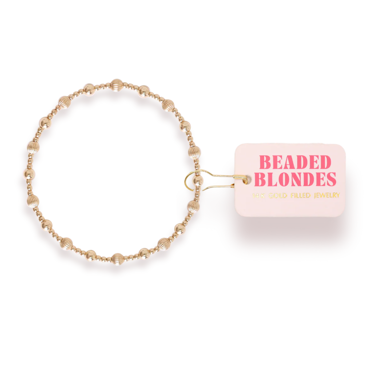 Palmer fluted gold beaded bracelet 14K gold filled stretch bracelet boutique jewelry