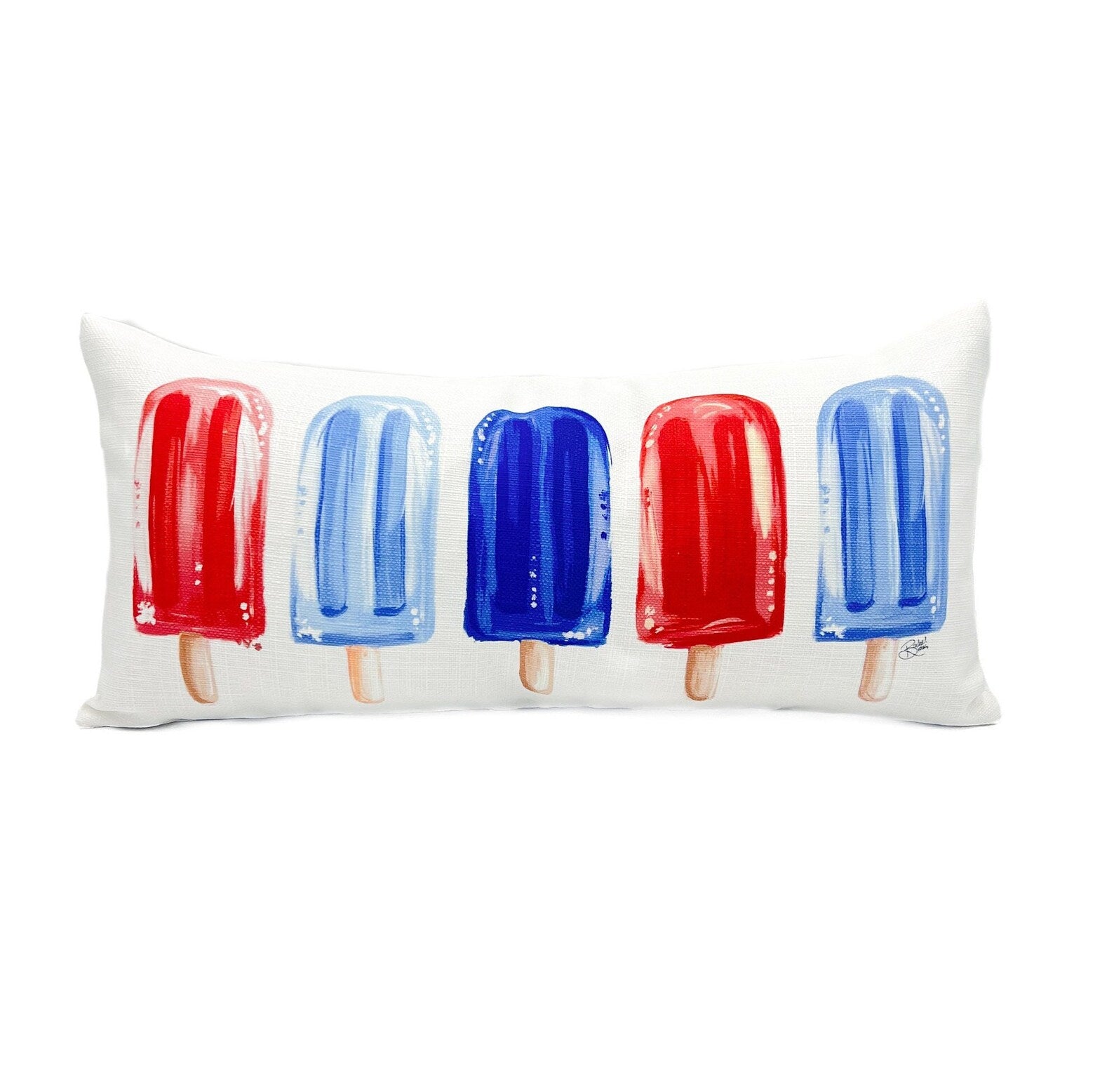 USA popsicles patriotic red white blue 12x24 decorative lumbar pillow summer Americana decor
