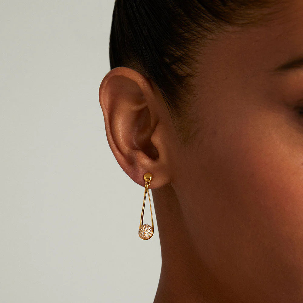 Signature Pave Mini Ipanema Earrings - Gold- White