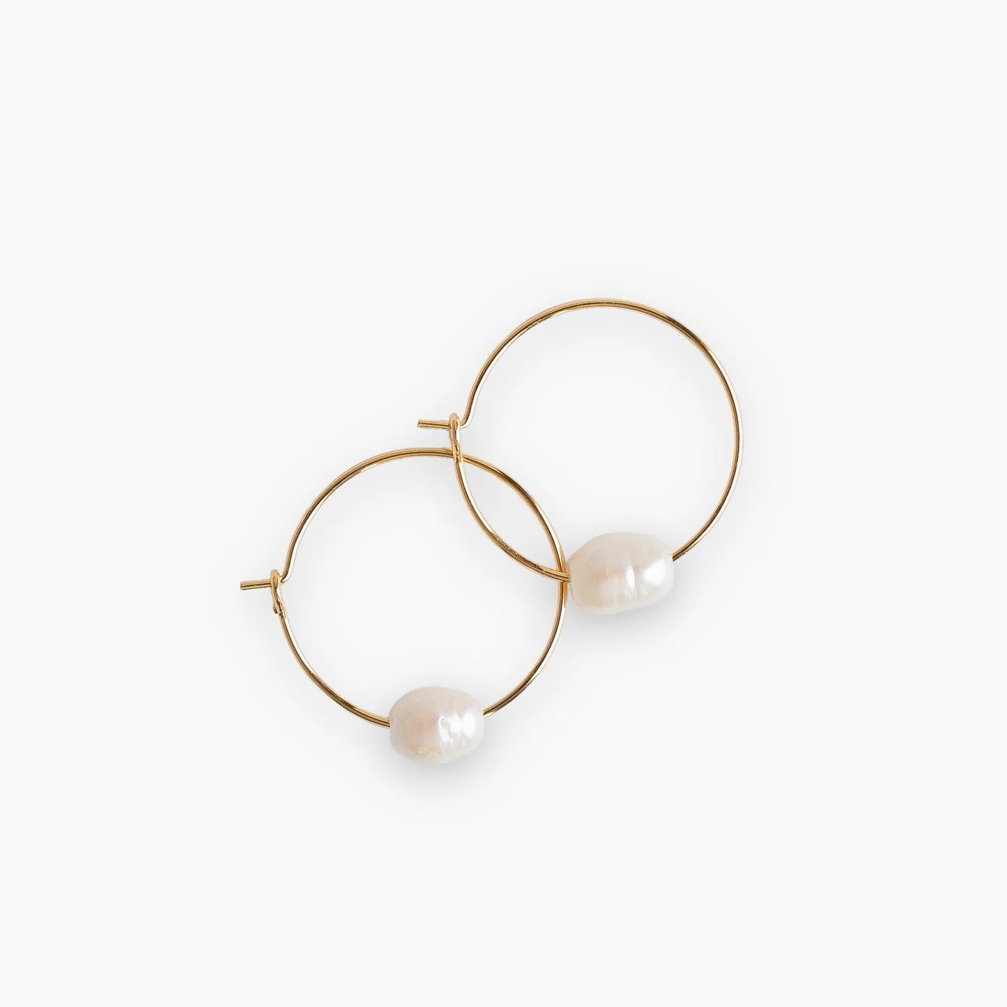 Tarnish Resistant Gold Pearl Hoop Earrings