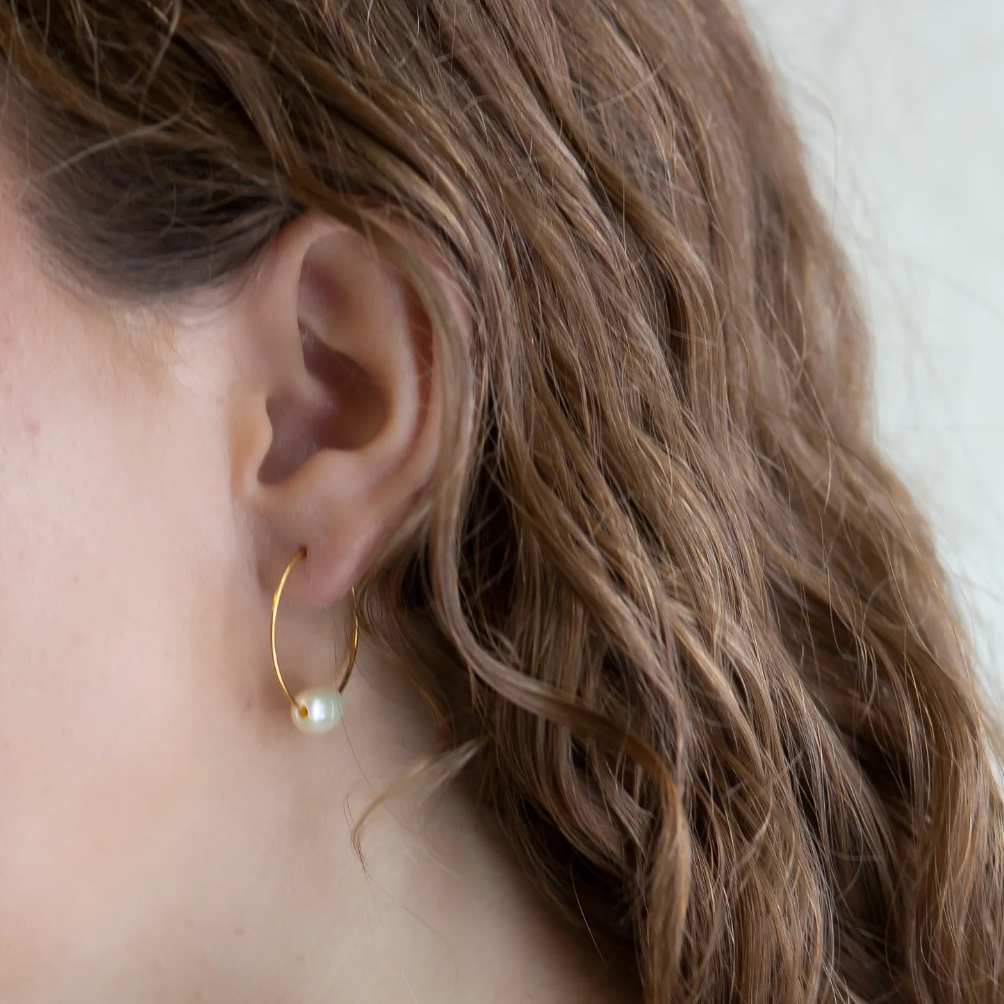 Tarnish Resistant Gold Pearl Hoop Earrings