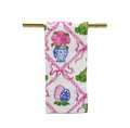 Pink antique Easter garden decorative waffle weave tea towel floral spring kitchen decor