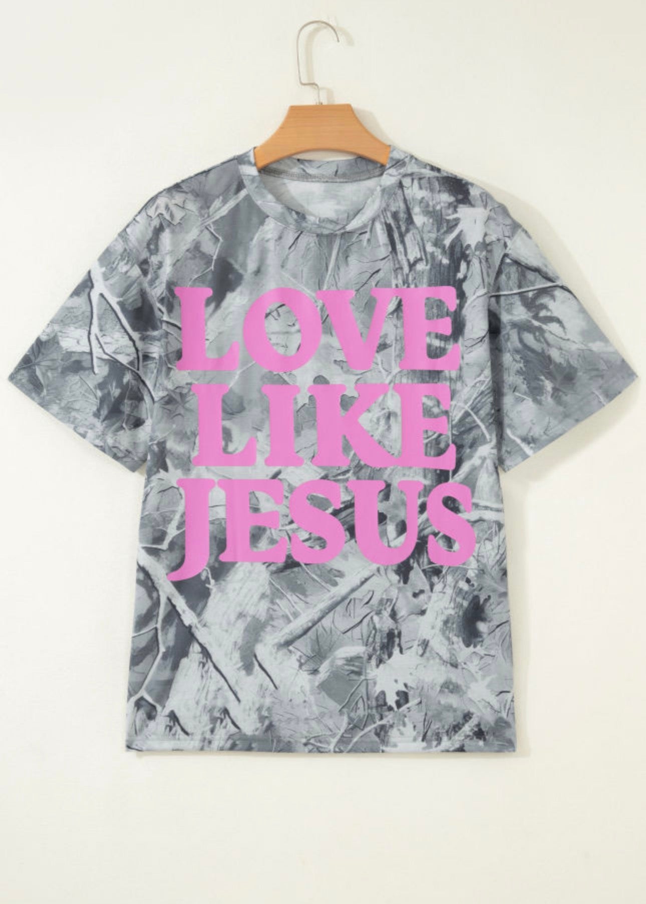 Pink Camo Woodland Love Like Jesus Tee