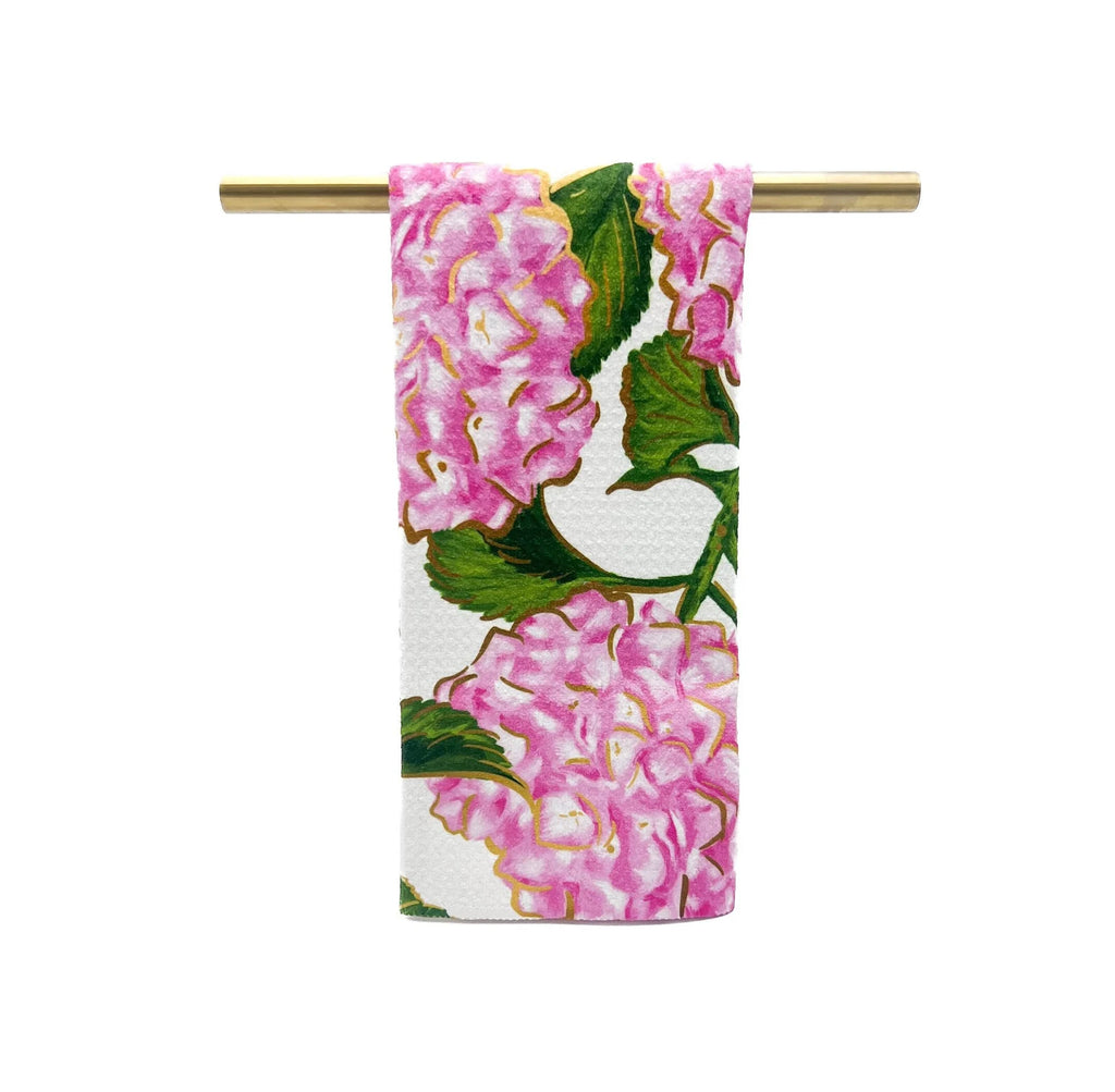 Pink Hydrangeas Tea Towel