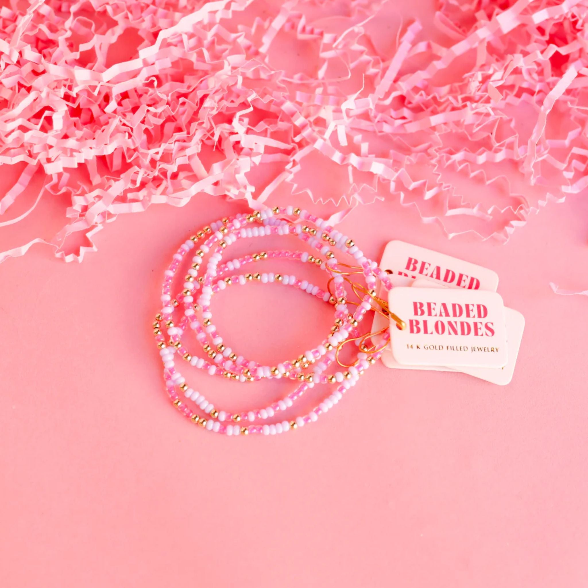 Pink and Luster White Sprinkle Bracelet