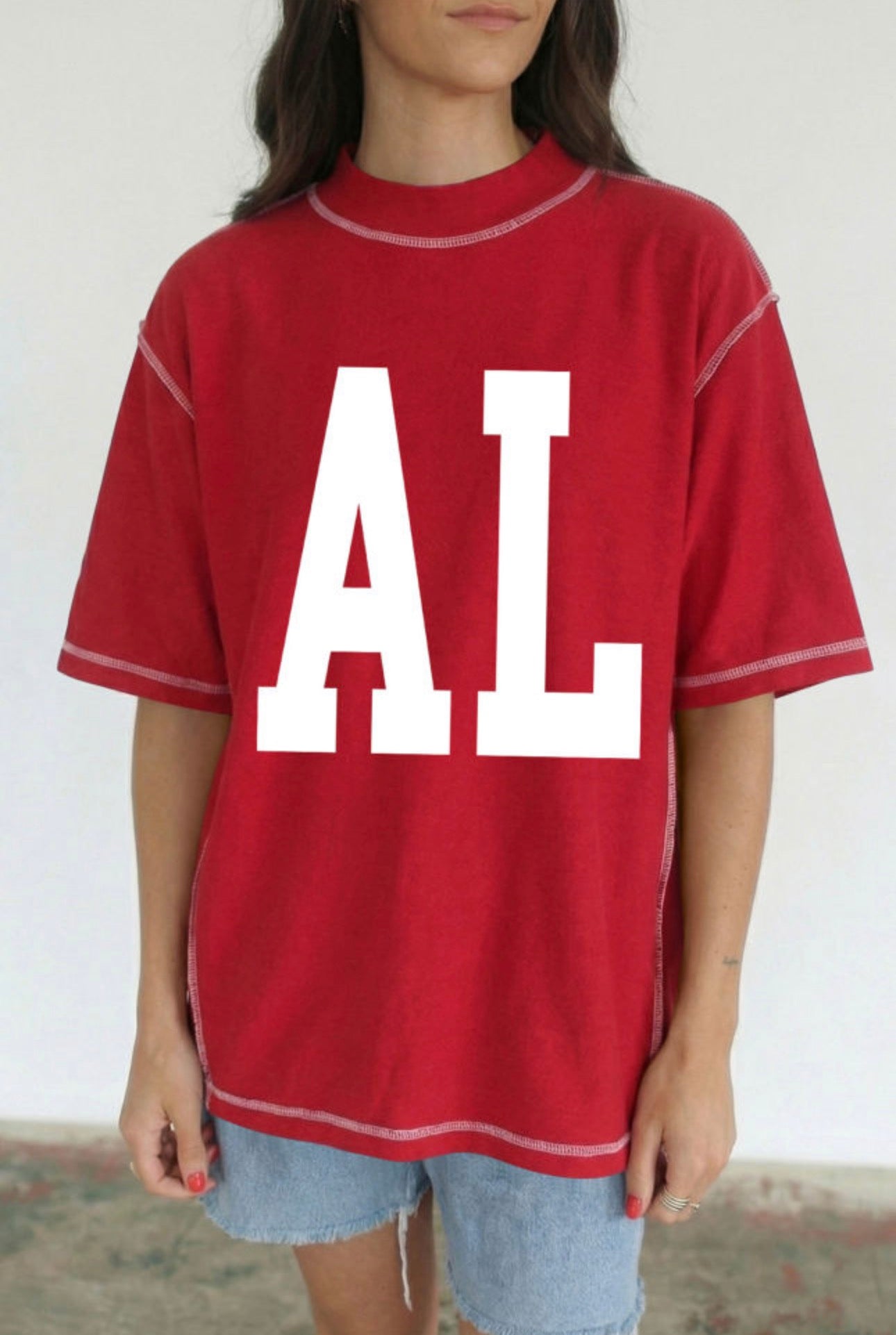 Red AL Slogan Reversible Casual Top