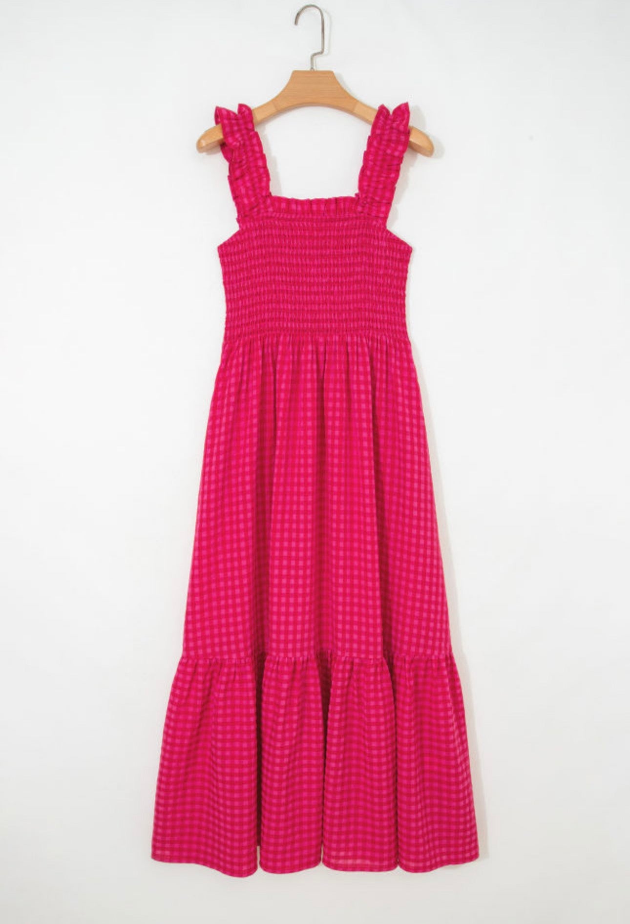 Red Plaid Square Neck Fit and Flared Maxi