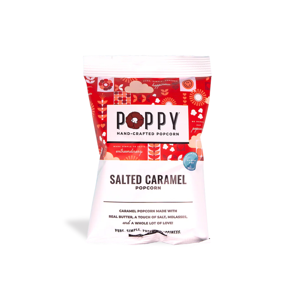 Poppy Holiday Salted Carmel Popcorn Snack Bag