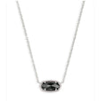 Elisa Silver Pendant Necklace in Black Opaque Glass