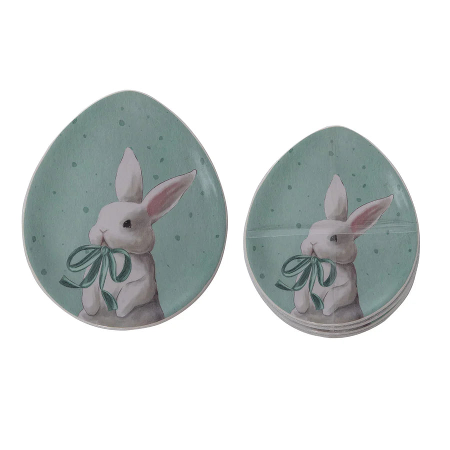 Cer Egg Shaped Plate with Mint Julep Bunny