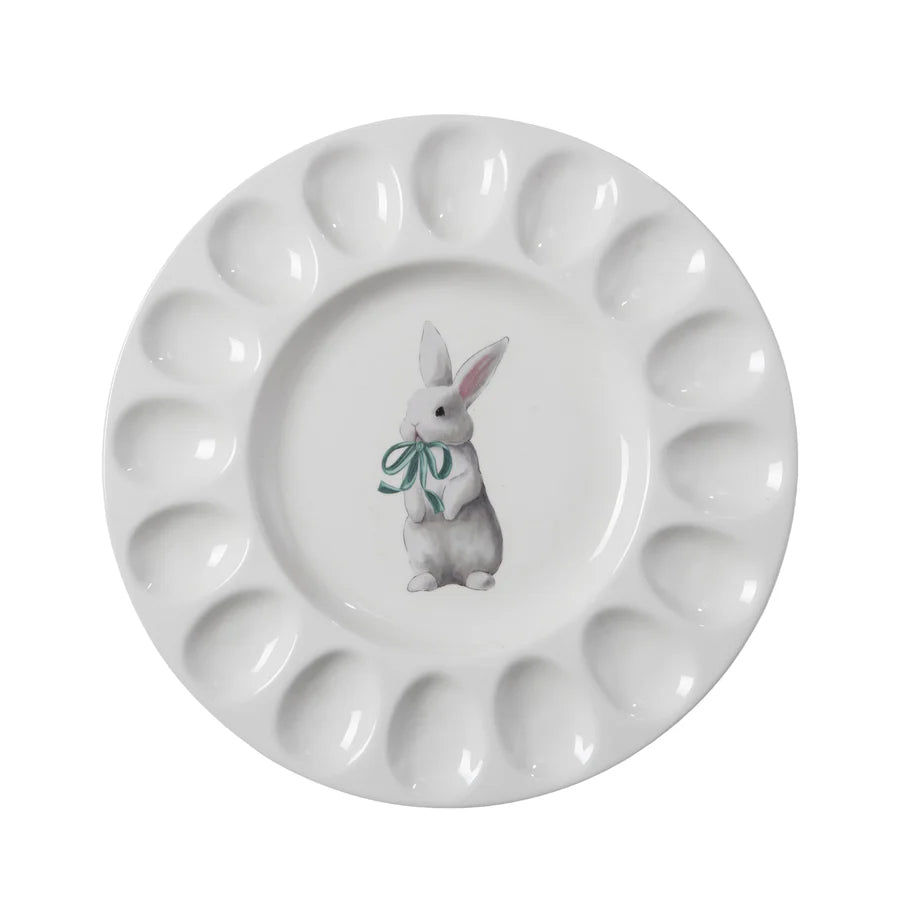Cer Egg Plate w/Mint Julep Bunny Art
