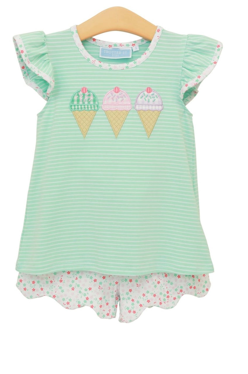Ice Cream Flutter Short Set
