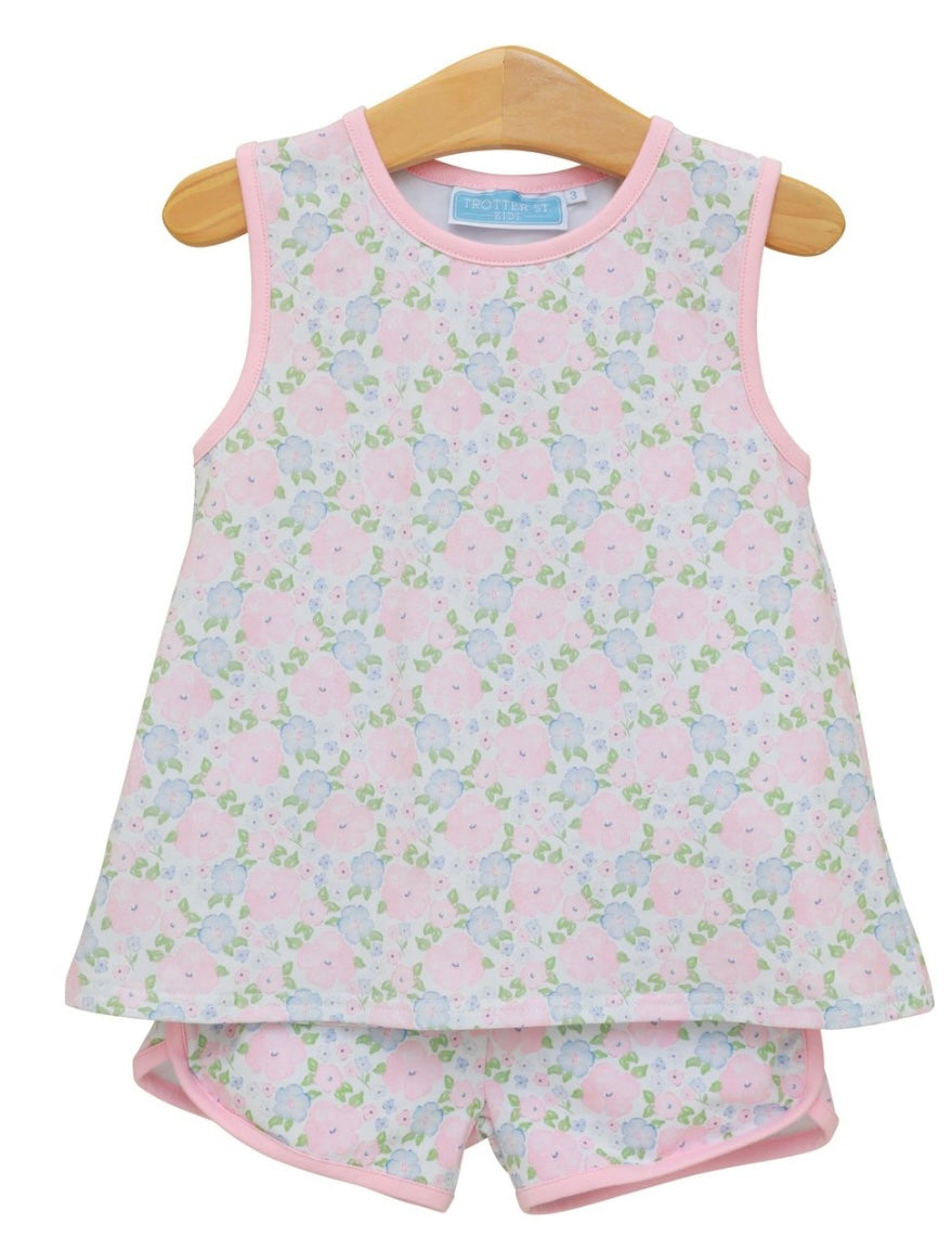 Pink Floral Play Short Set