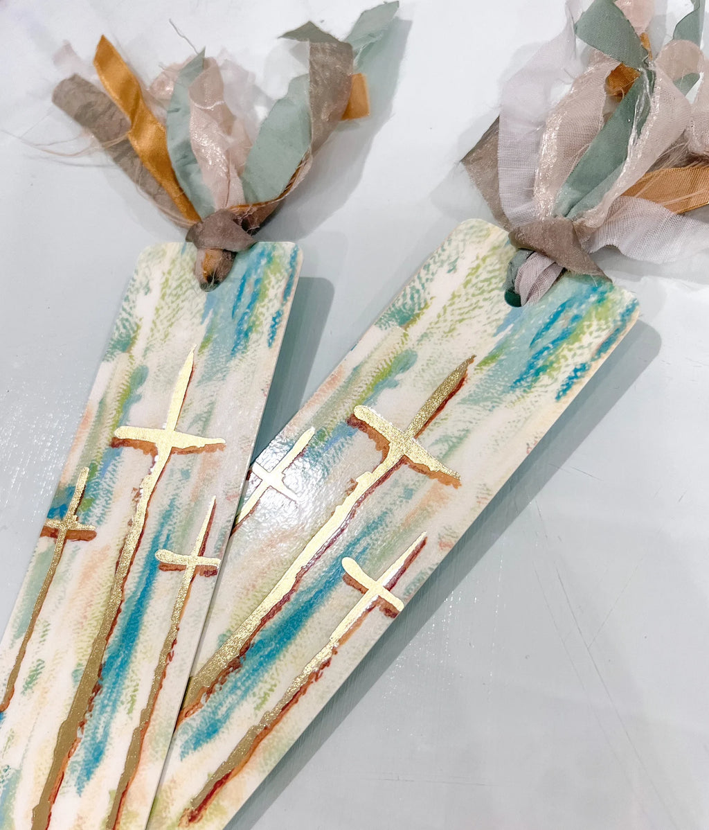 Three Golden Crosses Tassel Bible Bookmark