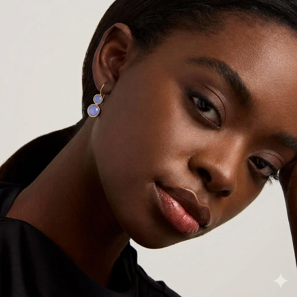 Tulum Double Droplet Earrings - Gold-Iridescent