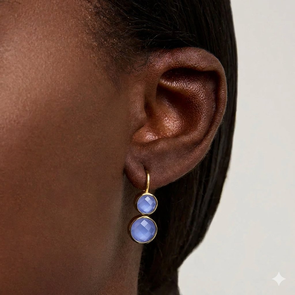 Tulum Double Droplet Earrings - Gold-Iridescent