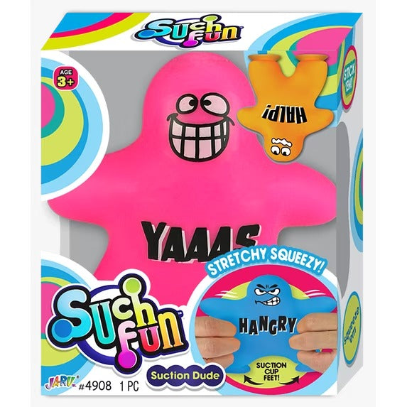 Suction Cup Squish Dude assorted colors and sayings, child age 3 and up, Fidget novelty toy, TPR material super stretchy